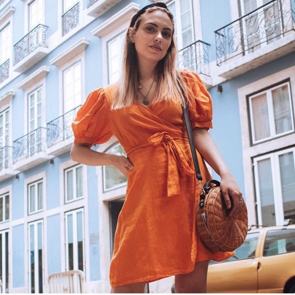 ZARA Linen Wrap Dress